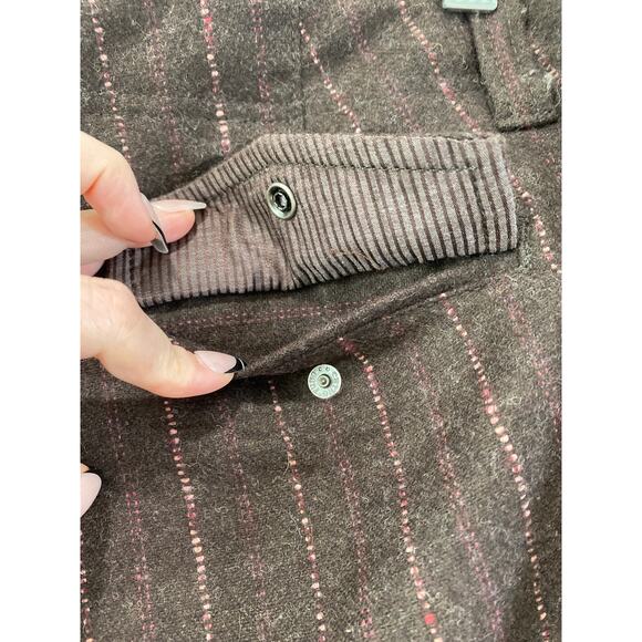 Eddie Bauer Recycled Wool Trousers Womens Sz 10 P Wide Leg Cuffed Pink Pinstripe - Picture 6 of 11